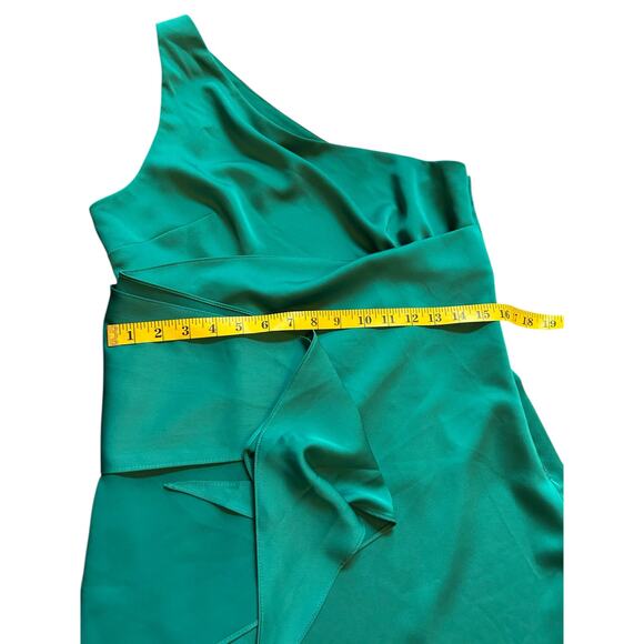 Green Satin One Shoulder  Karlie Dress - Size L - Picture 6 of 9